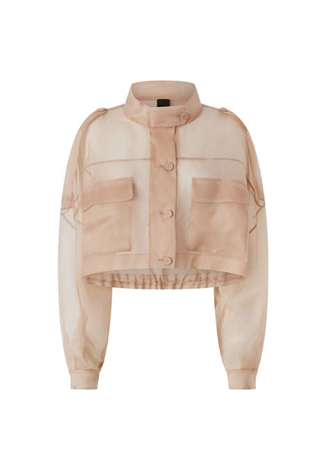 Giubbino Pinko donna 104700 A2DJ Lanario rosa cropped organza seta trasparente PINKO | Giubbini | 104700 A2DJQ35